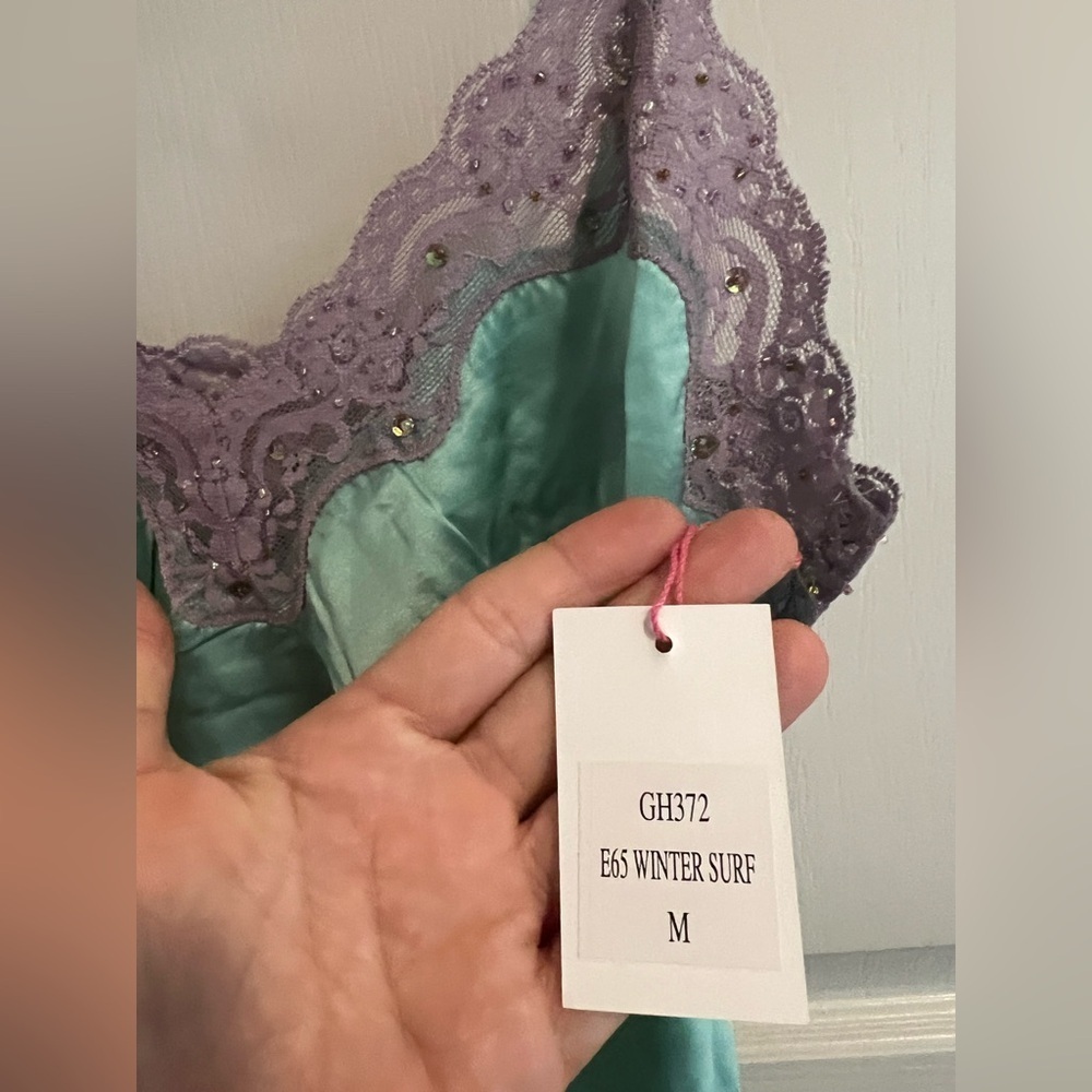 Gold Hawk Aqua Lilac Beaded Lace Silk Camisole Medium NWT GH372 Winter Surf - Picture 4 of 6